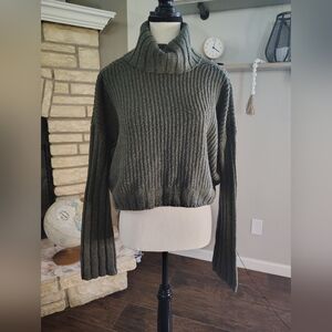 Forest Green Ribbed Turtleneck Sweater